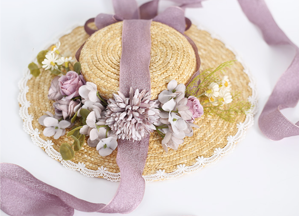 Xiaogui - Elegant Lolita Flower Bow Lace - Sunhat Headwear