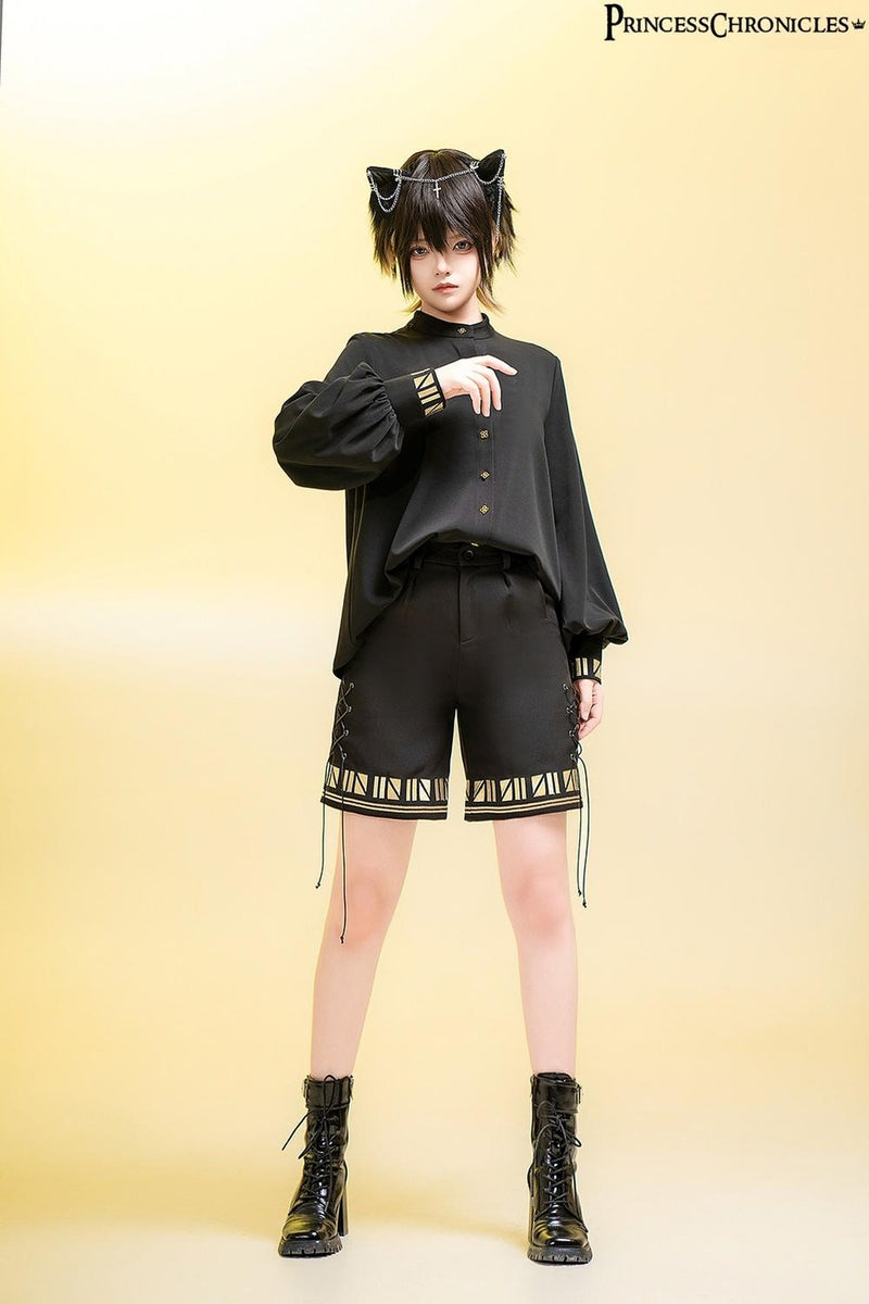 Princess Chronicles - Black Cat - Ouji Lolita Shirt Vintage Blouse