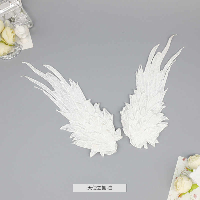 Original Lolita Feather Black and White Two-tone Embroidery Side Clip Angel Wings Lolita Accessories Demon Wings - Lolita Fetch