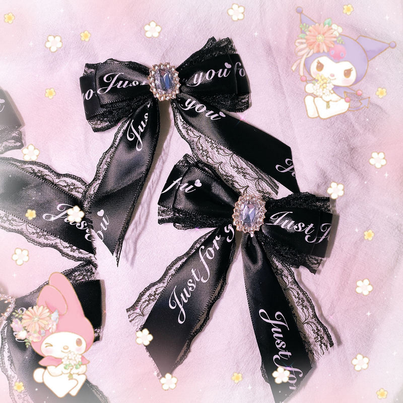 Independent Brand - Black Lace Bow Hair Accessory - Heart
