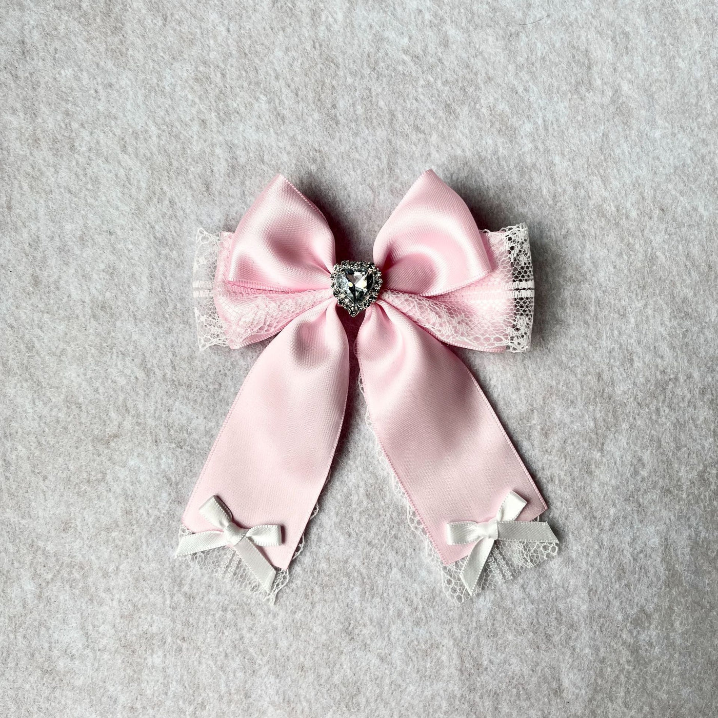 Handmade - Lace Tasseled Bow - Hair Clip or Brooch - detail view 7