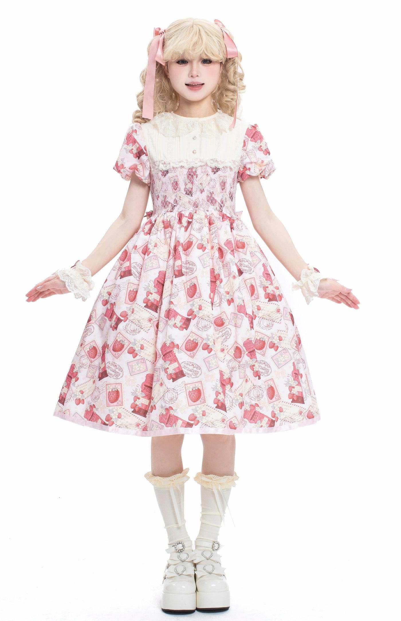 Strawberry Witch - Kawaii Lolita OP Dress - Strawberry Print OP Dress