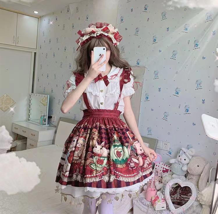 OCELOT - Crown Bear - Kawaii Lolita SK Daily Chiffon Skirt