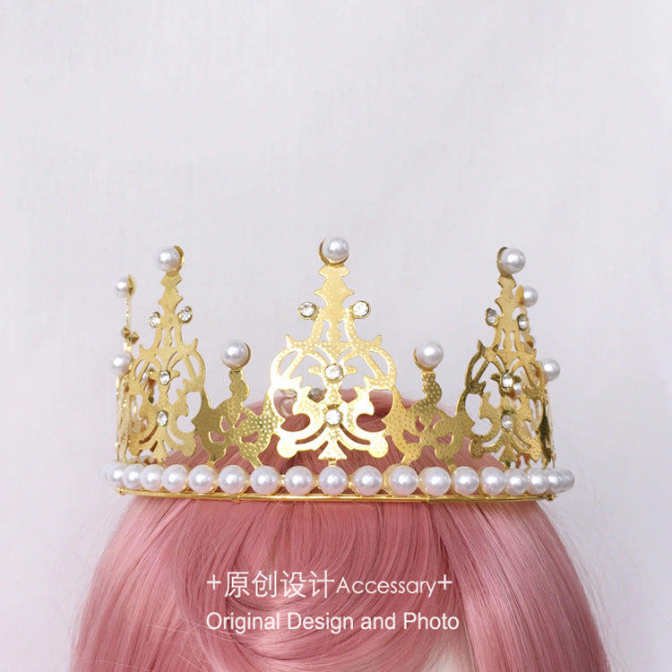 Lolita Girl Crown European Court Retro Pearl Butterfly Rhinestone Hair