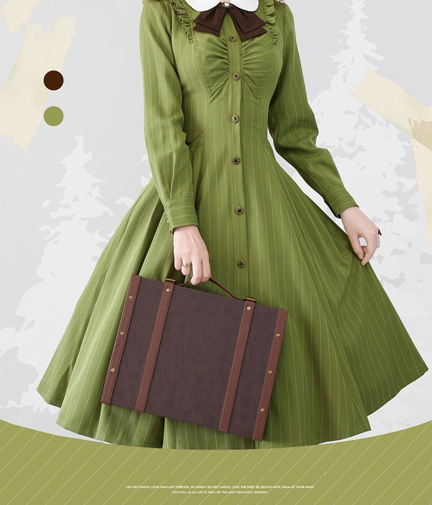 Forest Wardrobe - Winter Lolita Classic Front Open - Stripe OP OP Dress