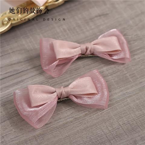 Lolita Hair Accessories Smoke Pink Bow Korean Pink KC Hairpin Hand Sleeve Hair Hoop Twin Rabbit Small Objects Lolita Headwear