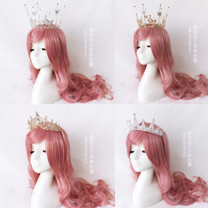 Lolita Girl Crown European Court Retro Pearl Butterfly Rhinestone Hair Crown Crown Tiara Headwear Collection
