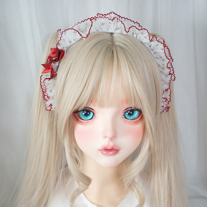 Doll Lace Bow Headband Handmade Lolita Headband Forest Style Versatile Cute Sweet Adorable Girl Hair Accessory for Women - Lolita Fetch