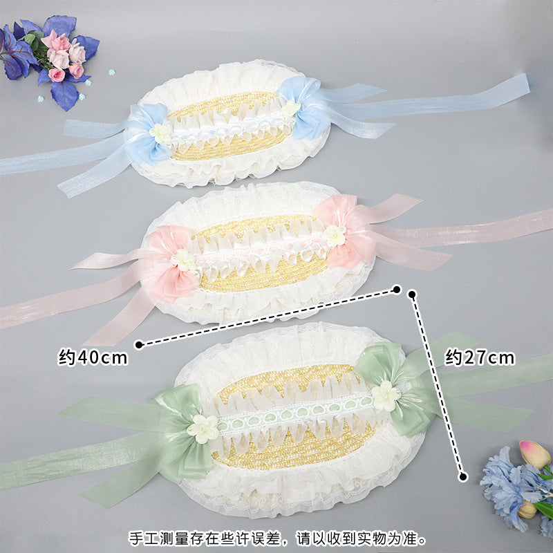 Lolita Hat Flower Bell Handmade Bonnet Multi-color BNT Original Design Pastoral Style Lolita Straw Hat for Women