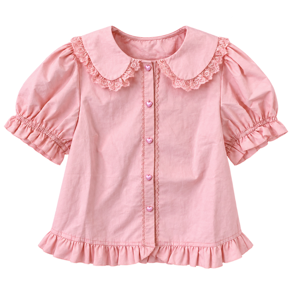 Soft Chocolate Peter Pan Collar Lolita Blouse — front product cutout