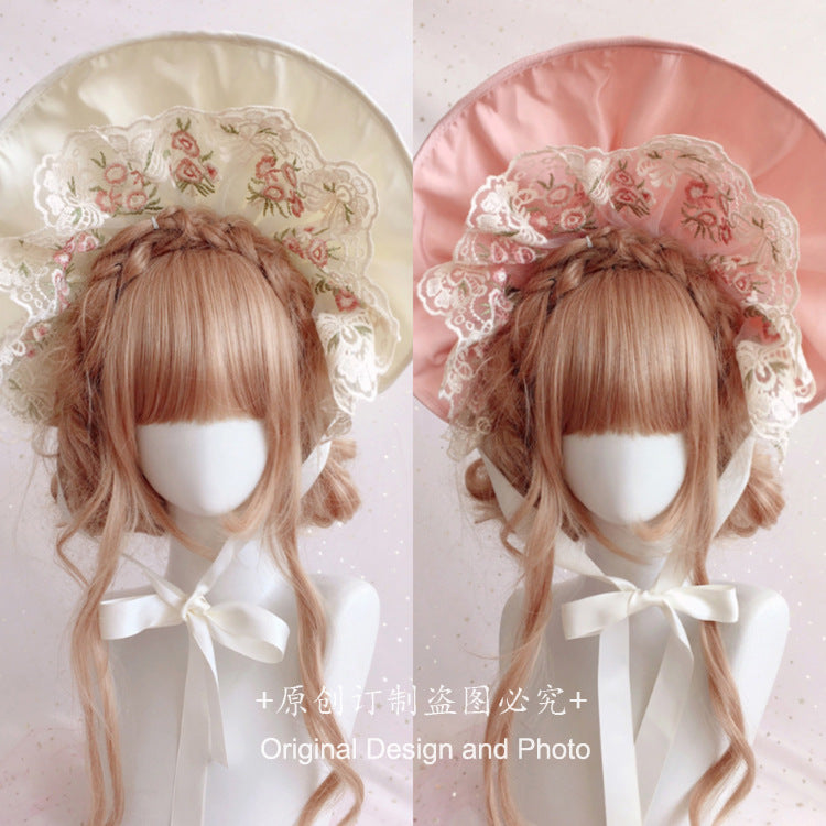 Victorian Lolita Bonnet Hat Wedding Tea Party Lolita BB Hat Classical Bnt Headwear KC Hairband
