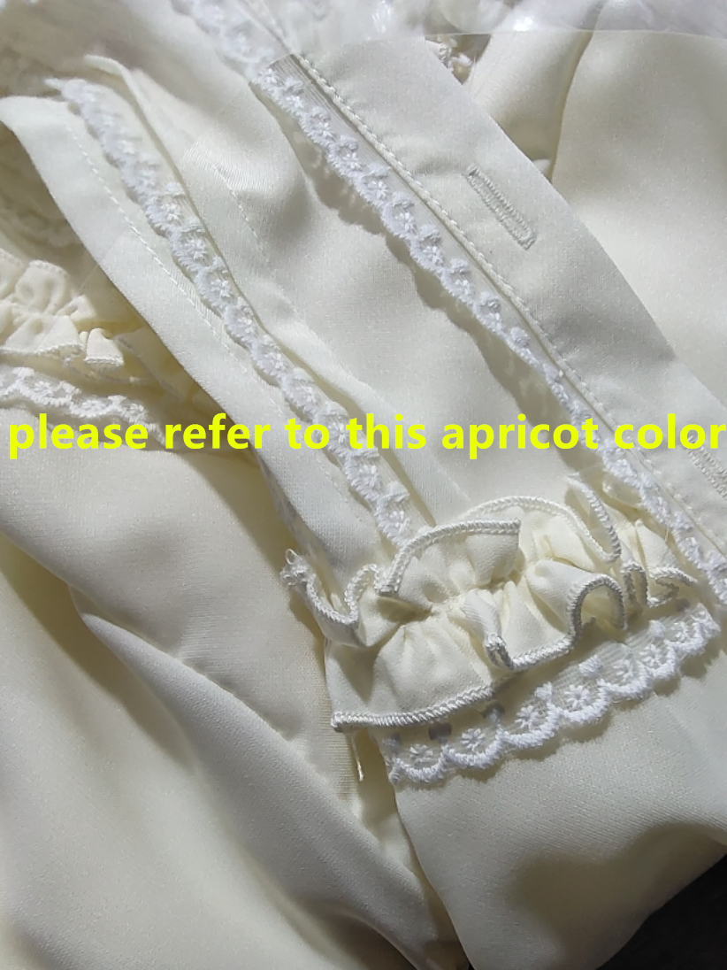Summer Short Sleeve Lace Lolita Blouse XS beige