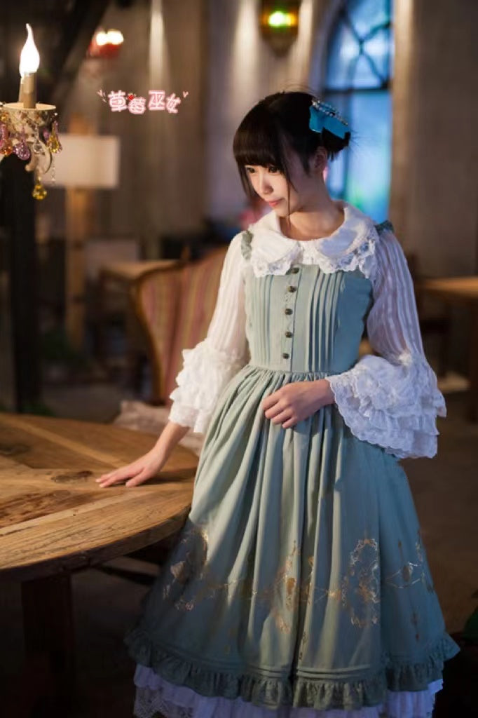 Strawberry Witch - Alice in Wonderland - Classic Lolita JSK Dress Gold Foil Printing