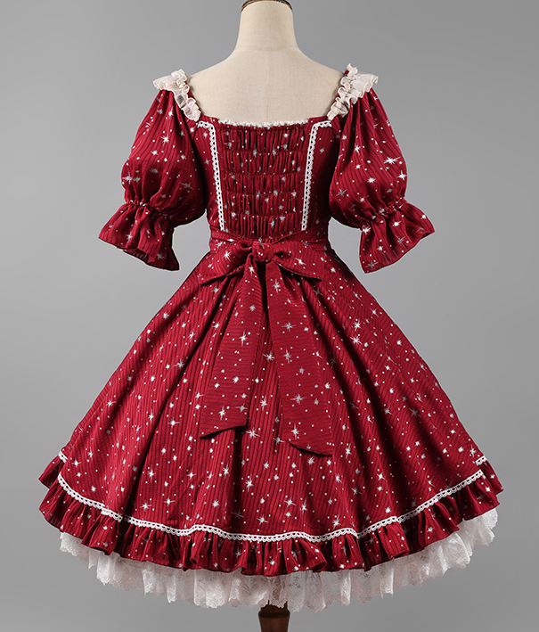 Strawberry Witch - Midsummer Star - Silver Foil Printing Lolita OP Dress