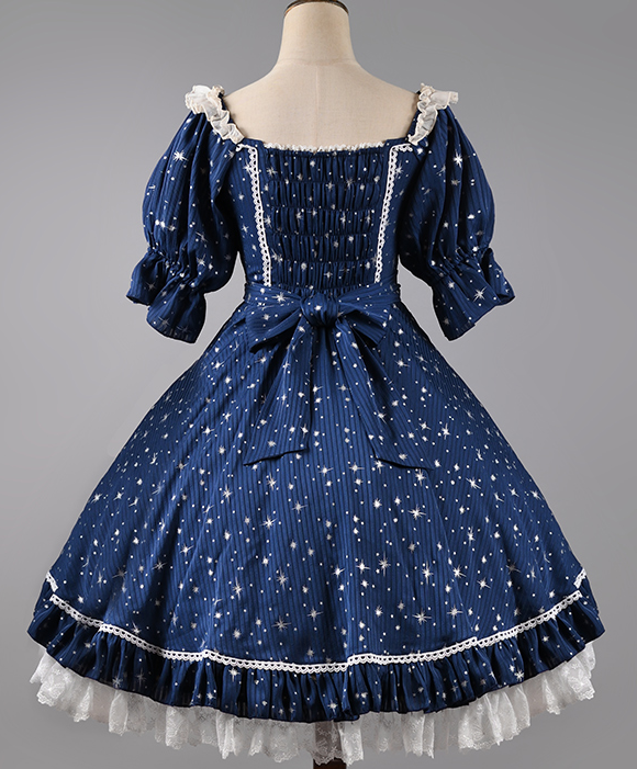 Strawberry Witch - Midsummer Star - Silver Foil Printing Lolita OP Dress