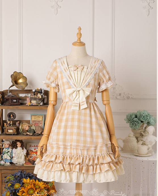 Strawberry Witch - Tartan Sailor Lolita OP Dress - OP Dress