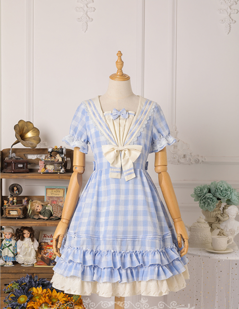 Strawberry Witch - Tartan Sailor Lolita OP Dress - OP Dress