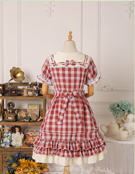 Strawberry Witch - Tartan Sailor Lolita OP Dress - OP Dress