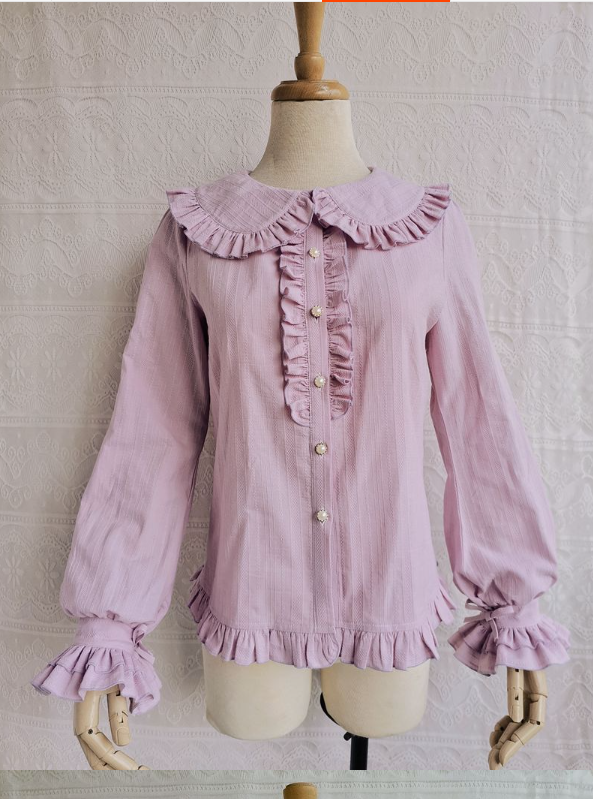 Yilia - Cotton Sweet Lolita Blouse - Flounce Ruffles Innerwear
