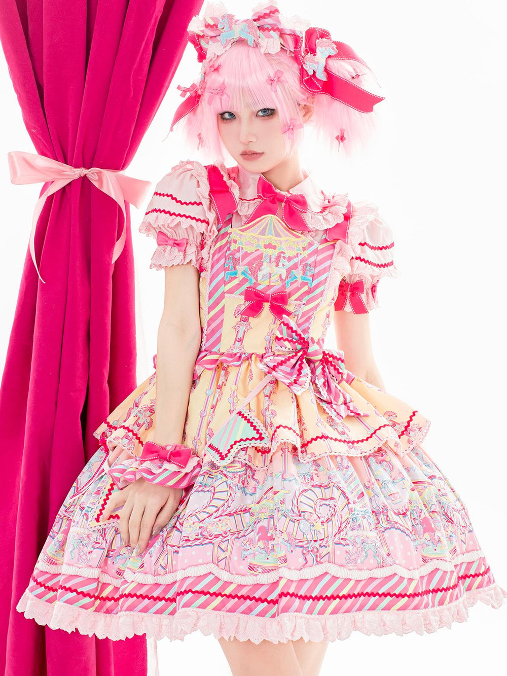 Letters from Unknown Star - Candy Park - Sweet Lolita Carnival Printed JSK & Salopette Dress