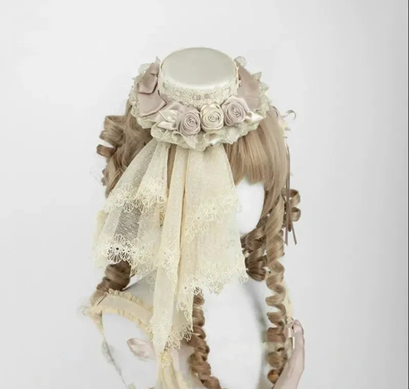 The Accessories' Story - Champagne Classic - Lolita headwear and choker options with floral accents - product detail 10