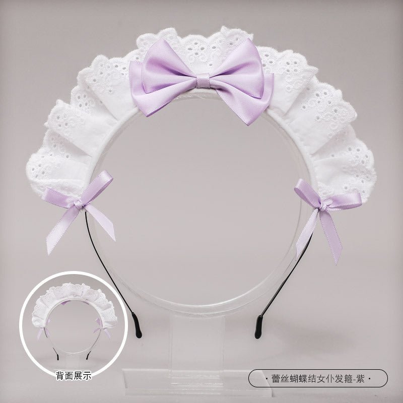 Handmade Japanese Style Lolita Headwear Lolita Hair Accessories Lace Bow Maid Headband - Lolita Fetch