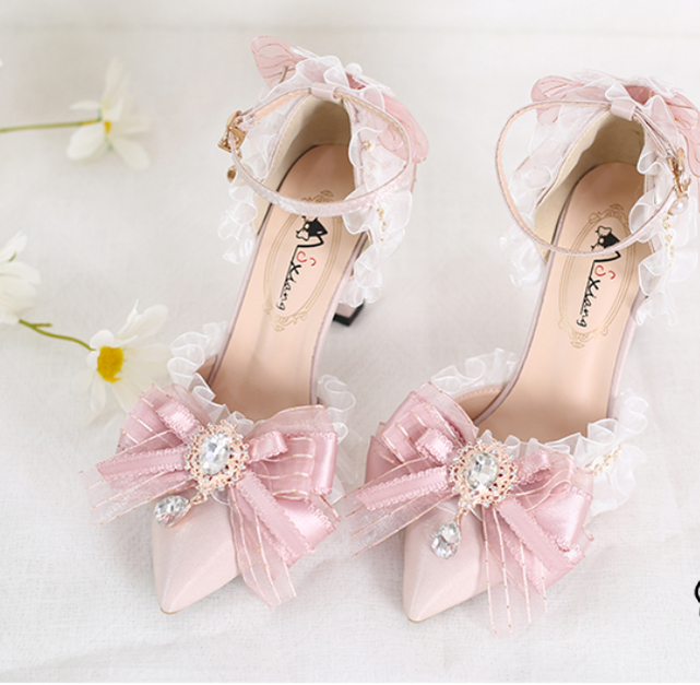 Xiaogui - Wedding Lolita Pointed Toe High - Heels Shoes Shoes