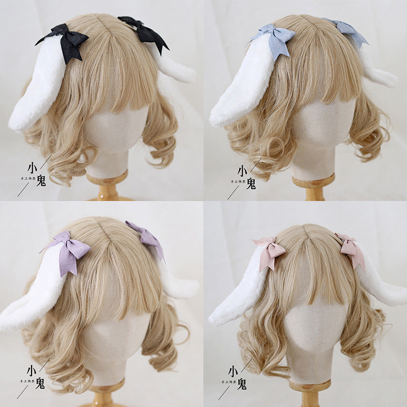 Sweet Ears Lolita Bunny Ear Hair Accessories Lop Bunny Hair Clip Card Soft Girl Lolita Bowknot Lolita Headwear