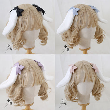 Sweet Ears Lolita Bunny Ear Hair Accessories Lop Bunny Hair Clip Card Soft Girl Lolita Bowknot Lolita Headwear