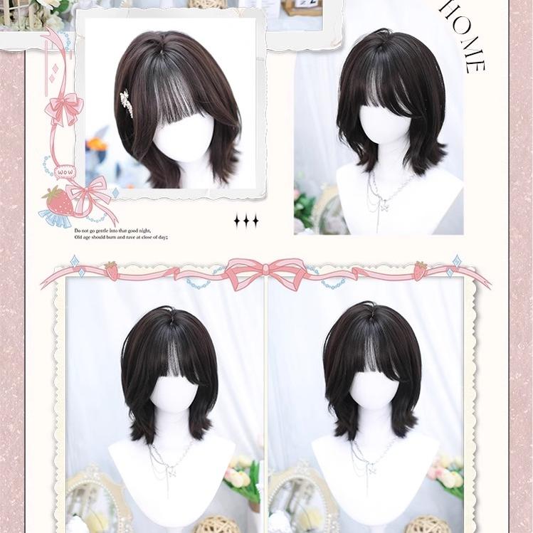 Dalao Home - Daily Short Lolita Wig With - French-Style Shoulder-Length Wavy Wig