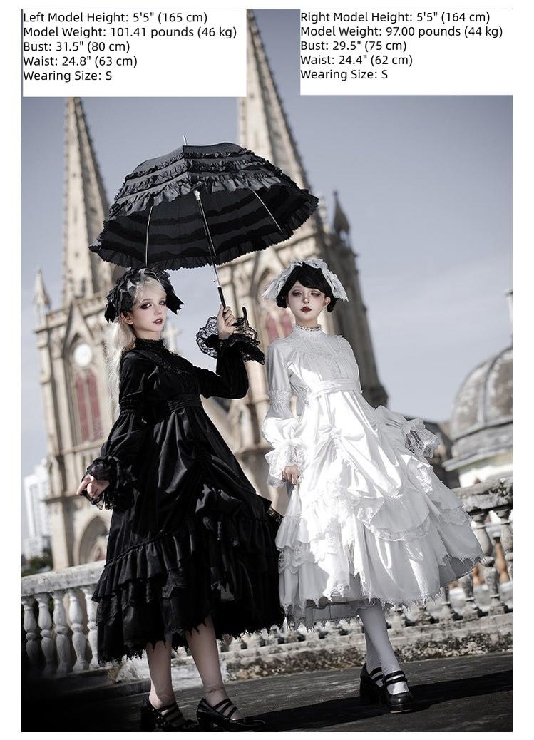 With PUJI - Dawn Bell & Dusk Song - Gothic Lolita Velvet OP Dress, Back Zipper