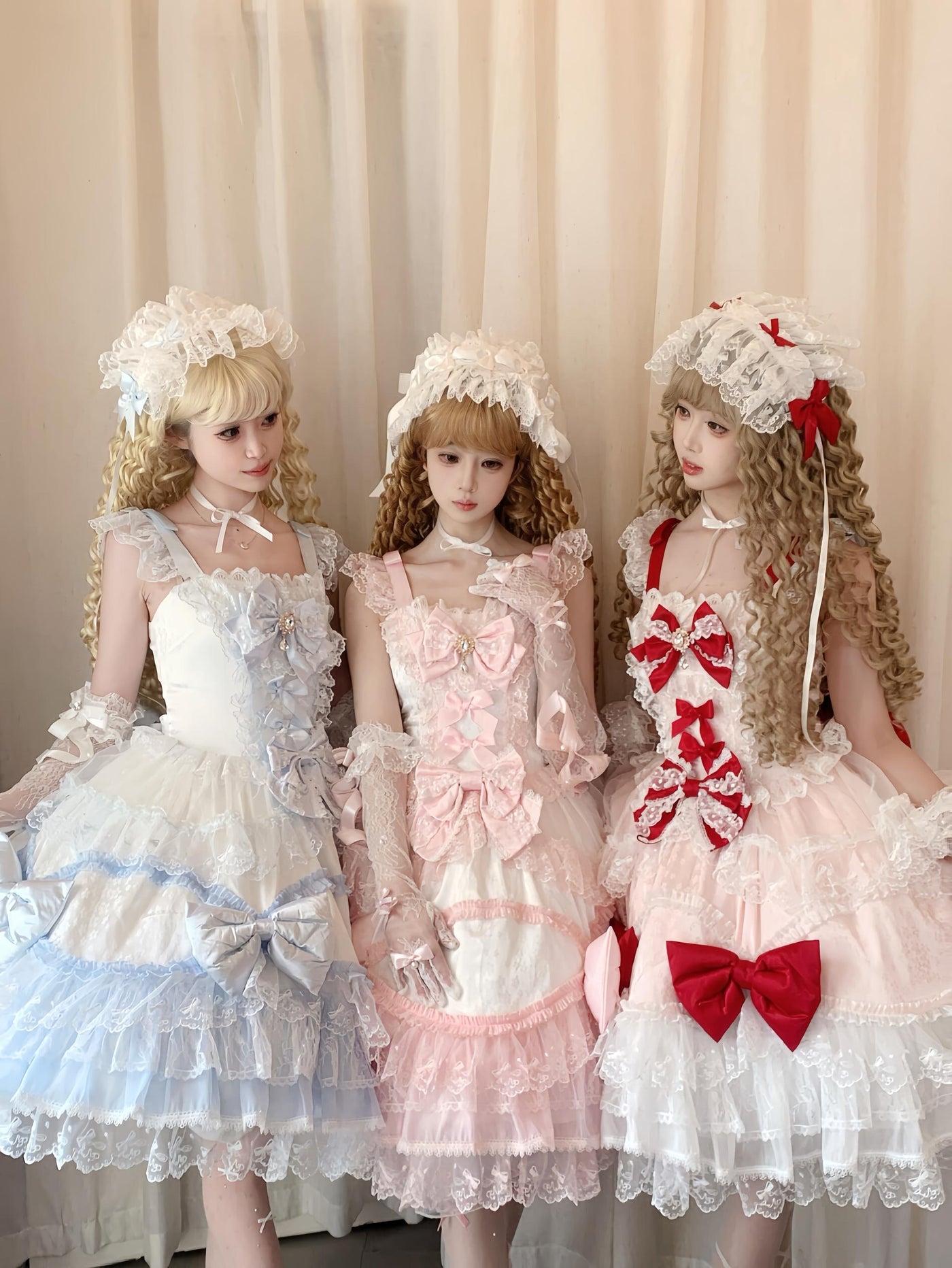 Sugar Girl - Floral Dream Isle - Sweet Lolita Doll-like JSK Dress, Bows & Lace