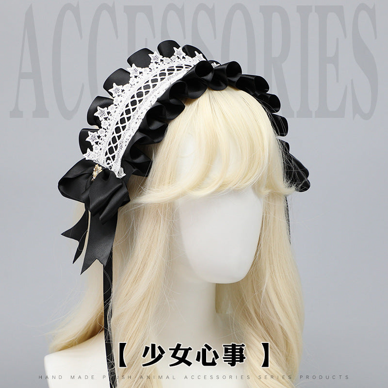Plush Lace Bow Hair Accessory Lolita Girl Comic Exhibition Headband Party Maid Hair Ornament Sweet Accessories - Lolita Fetch