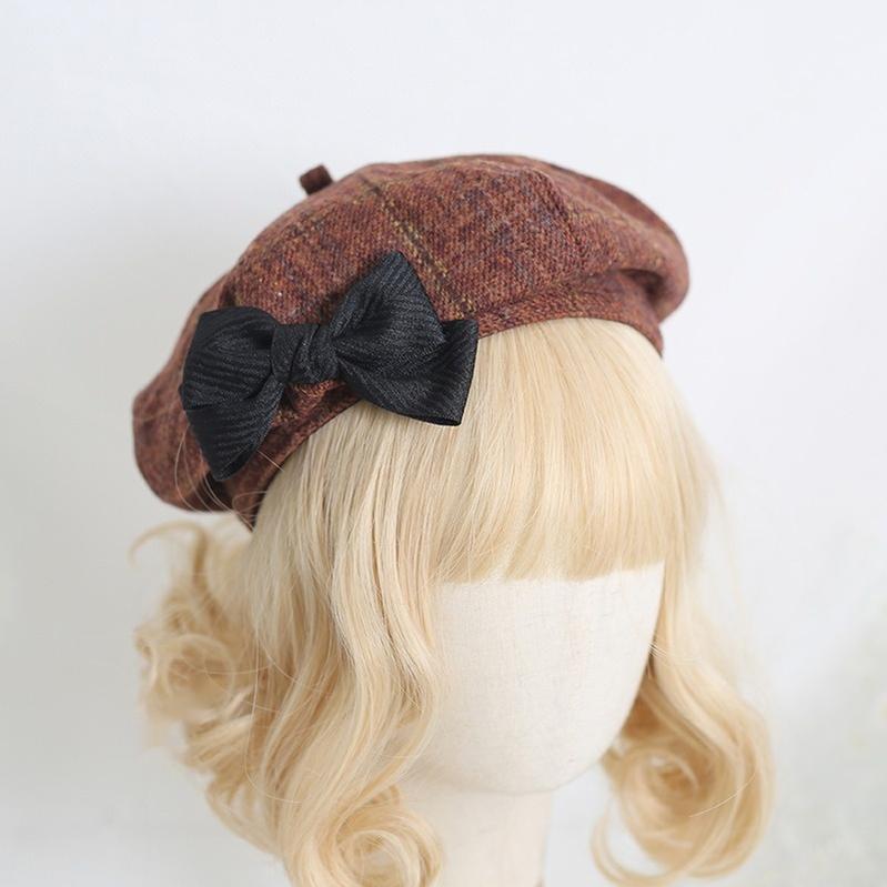 Xiaogui - Japanese Sweet Lolita Beret Winter - Daily Plaid Hat Headwear