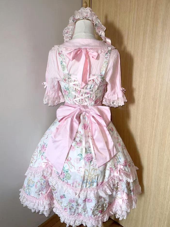 TaTaTa Lolita - Spring 2025 - Floral Old School Lolita JSK Dress, Lace Trims