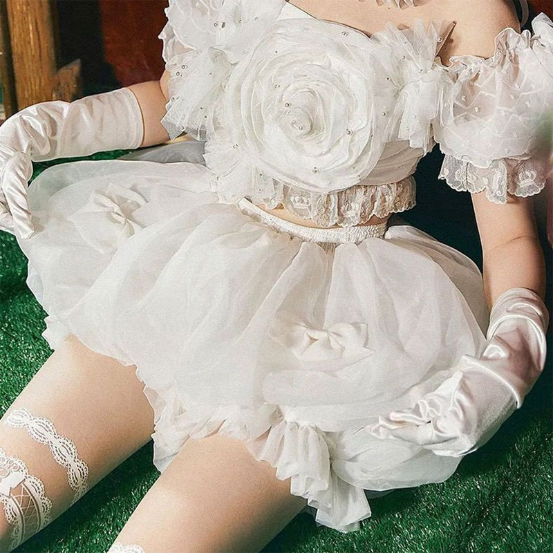 Cloud Puff Organza Lolita Bloomer Petticoat - white colour