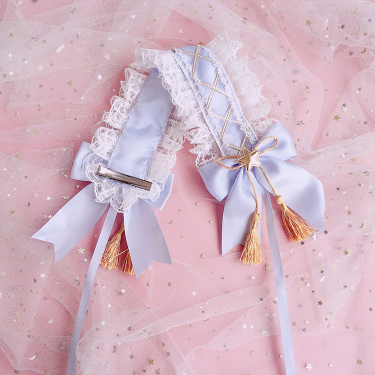 Handmade Lolita Elegant Hairband Heavy Craft Gold Edge Bow KC Headban