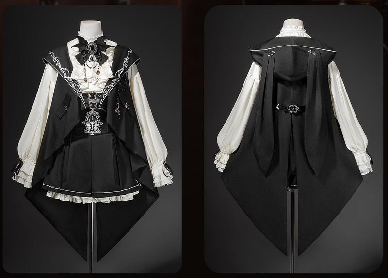 Letters from Unknown Star - Bunny Ear Meteorite - Embroidered Ouji Lolita Set, Hooded Vest