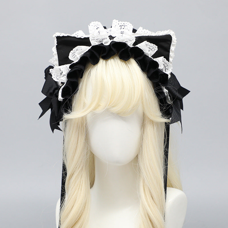 Original Hairband Milk Coffee Sweet Cute Lolita Cat Ear Hairband Bow Hair Clip Kc Japanese Style Lolita Hair Accessories - Lolita Fetch