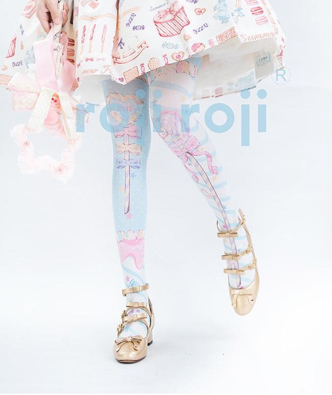 Roji Roji - Fairy Kei Sweet Lolita Print - Stockings Socks