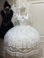 White jsk Suspender Skirt+White veil / S