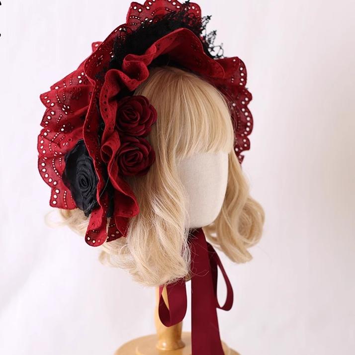 Xiaogui - Classic Lolita Bonnet Lace Elegant - Lolita Hat Headwear