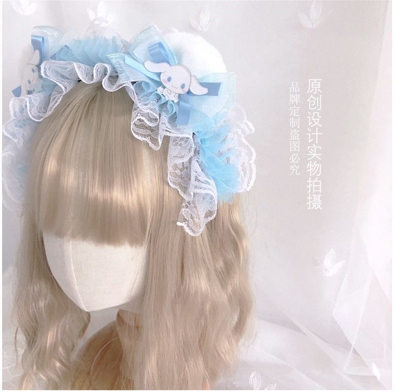 Lolita Hair Accessories Blue Original Cute Bow Bear Ear Kc Headband 2022 New Japanese Lolita Hair Accessories