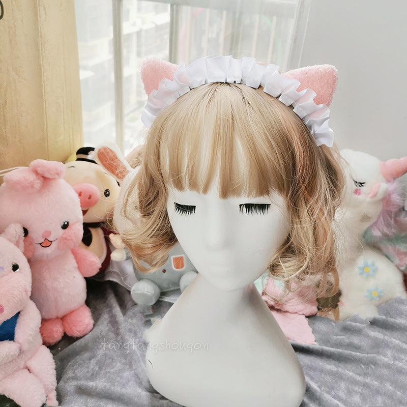 Original Lolita Cat Ear Headband KC - Soft Girl Sweet Cute Hair Accessories | Maid Lolita Girl Ornament
