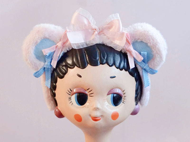 Original Handmade Bear Ear Bowknot Plush Headband Lolita Brown Japanese Korean Style - Lolita Fetch