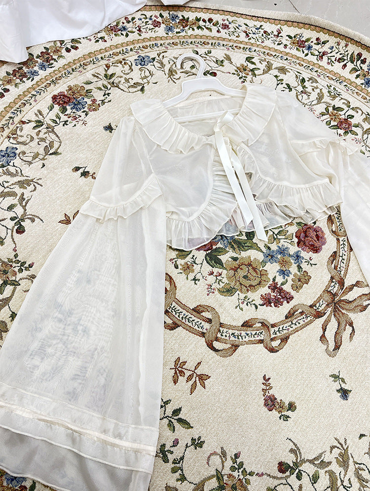 ZhiJinYuan White Lace-Collar Blouse