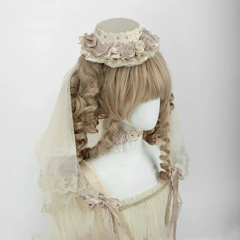 The Accessories' Story - Champagne Classic - Lolita headwear and choker options with floral accents - product detail 7