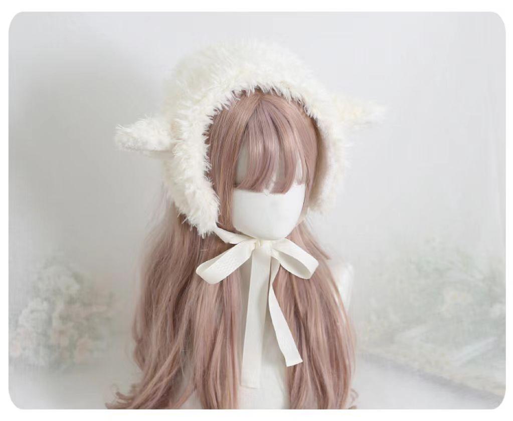 Xiaogui - Kawaii Lolita Earflap Hat Winter - Lolita Earflap Hat Sheep Ear Headwear