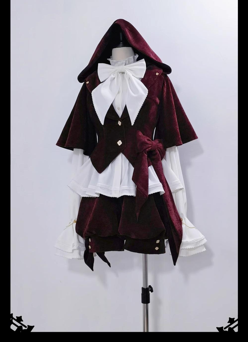 Princess Chronicles - Hunting Rabbit - Vintage Red Ouji Suit With Bunny Ear Hooded Jacket