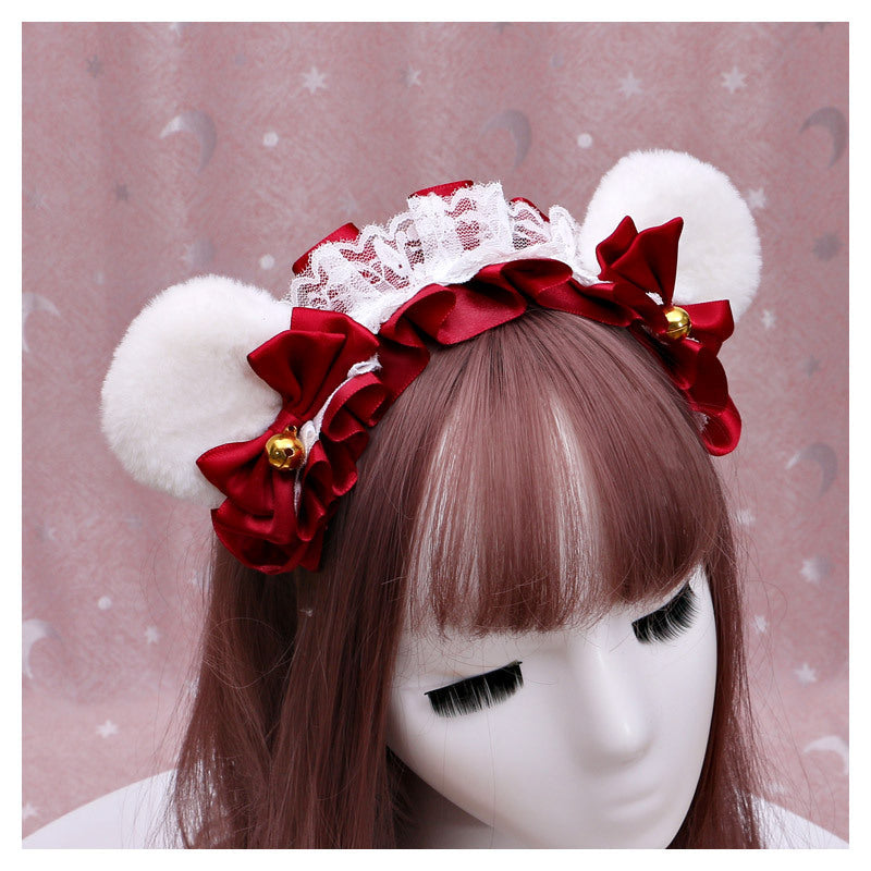 Lolita Lace Bear Ear Headband - Handmade Animal Ear Lolita Hair Accessory